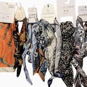 Assorted Scarves Lot: 7pcs Bag Charms, Handle Wraps, Hair Accessories & More!